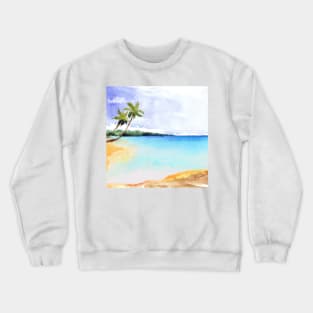 Watercolor Tropical Shoreline Crewneck Sweatshirt